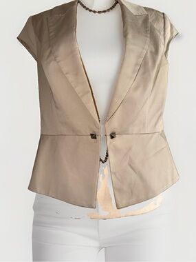 EDGY Cotton Peplum Cap-Sleeve Tailored Blazer